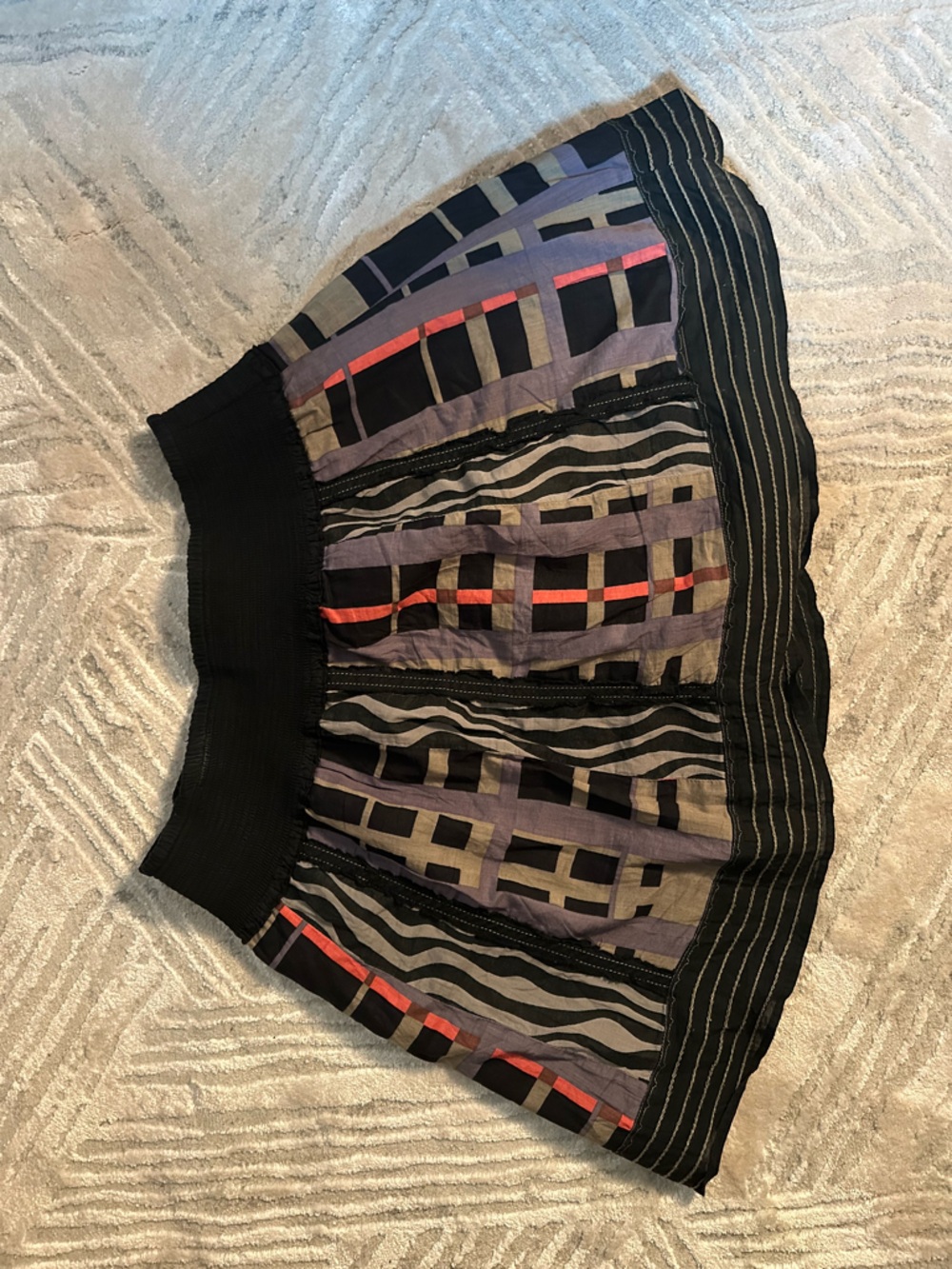 Vintage Free People Black Multi-Pattern Circle Skirt